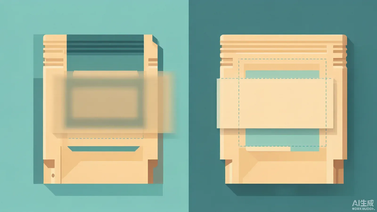 Side by side comparison of a smeared generated caption block versus a clean separate graphics layer with safe area guides
