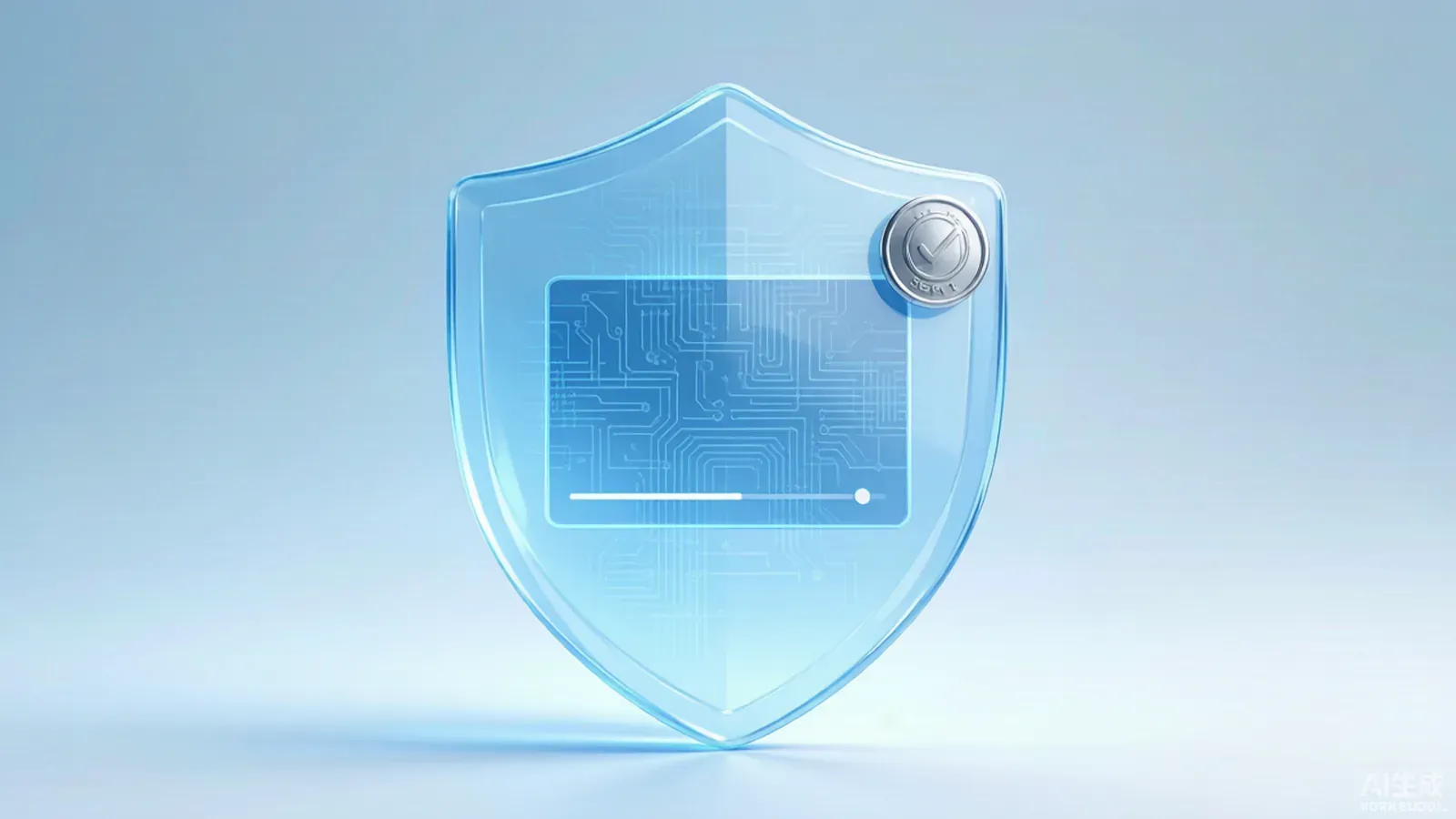 Conceptual visual of a video frame protected by a translucent watermark shield with a provenance badge.