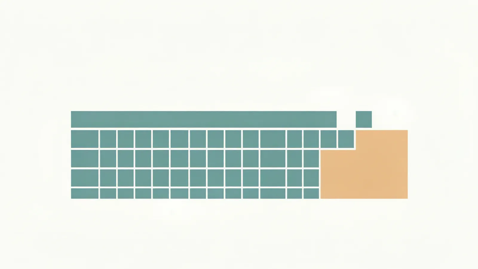 Diagram of a capped channel filled with small squares, with a few squares spilling into a shaded overage zone