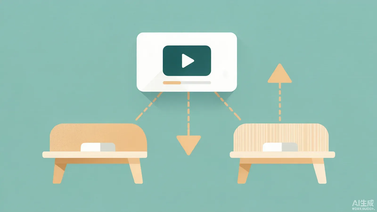 Diagram of one video demoted on organic and lifted on paid with opposing arrows