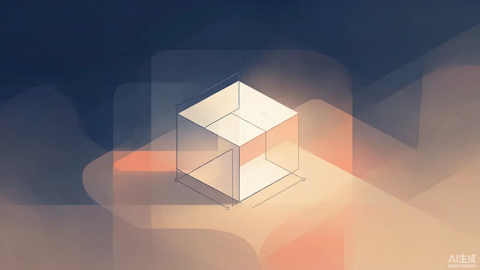 Isometric illustration of a precisely outlined product object placed inside a softly rendered generated environment