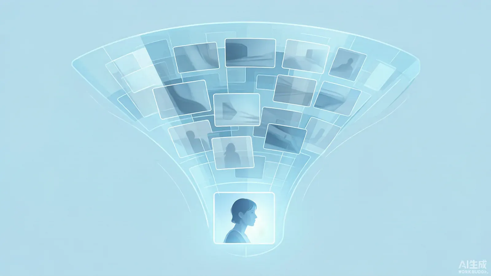 Diagram of generated clips funneled down to a single highlighted usable cut